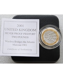 2001 £2 Silver Proof Piedfort Coin Marconi