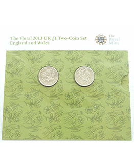 2013 British Floral England Wales £1 Brilliant Uncirculated 2 Coin Set Sealed