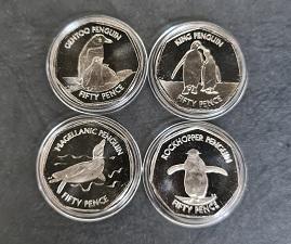 2020 Circulated 4 Coin Falkland Islands Penguin 50p Set