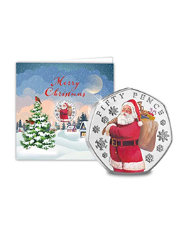 Father Christmas Colour BU 50p Card