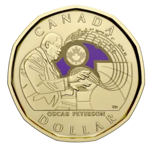 2022 Canada Oscar Peterson $1 Coloured Uncirculated Coin