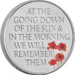 2021 Remembrance UK £5 BU Coloured Coin Poppy in Royal Mint Pack