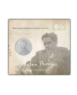 2014 Alderney Dylan Thomas Brilliant Uncirculated Five Pound Coin