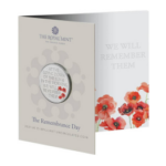 2021 Remembrance UK £5 BU Coloured Coin Poppy in Royal Mint Pack