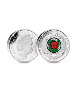 2018 New Zealand Armistice Centenary 50c Coin in Capsule